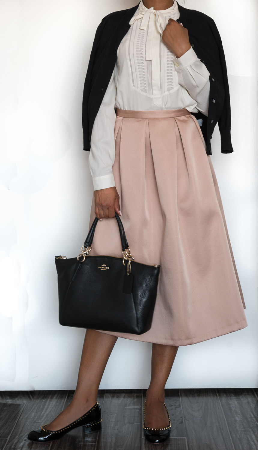 Shirt from Ann Taylor, Sweater from J Crew, Skirt from River Island, Purse from Coach and Shoes from Christian Louboutin
