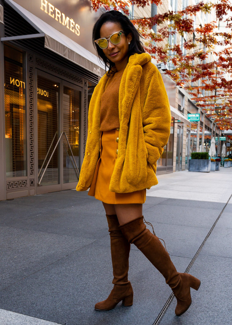 Gold as a Neutral in a Gold Faux Fur Coat ⋆ Style Is A Mood