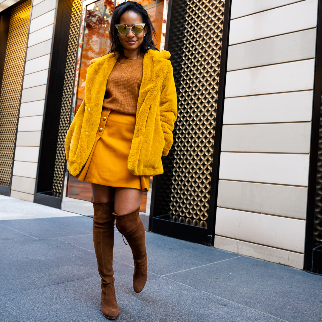 Gold as a Neutral in a Gold Faux Fur Coat ⋆ Style Is A Mood