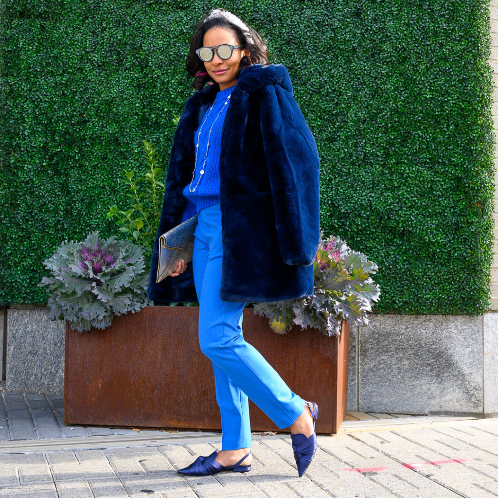 Blue outfit with different shoes